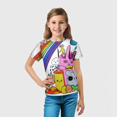 Детская футболка 3D с принтом Мультяшные персонажи, вид сбоку #3