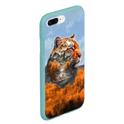 Чехол для iPhone 7Plus/8 Plus матовый Портрет тигра в технике двойной экспозиции - фото 2