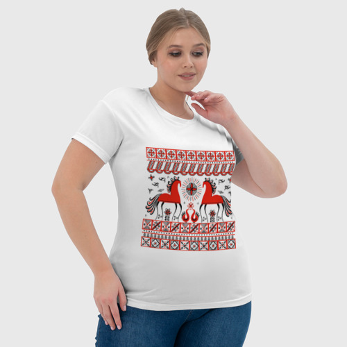Женская футболка 3D с принтом Мезенские кони, фото #4