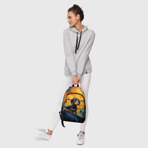 Рюкзак 3D с принтом Такса в силе Ван Гога, фото #6