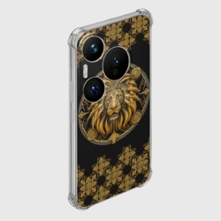 Чехол для Huawei Pura 70 Pro Лев золотой барельеф знака зодиака с орнаментом - фото 2