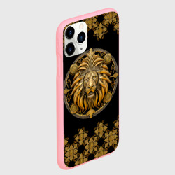 Чехол для iPhone 11 Pro матовый Лев золотой барельеф знака зодиака с орнаментом - фото 2