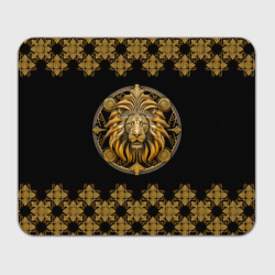 Прямоугольный коврик для мышки Лев золотой барельеф знака зодиака с орнаментом