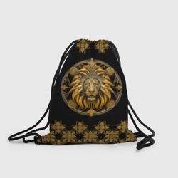 Рюкзак-мешок 3D Лев золотой барельеф знака зодиака с орнаментом