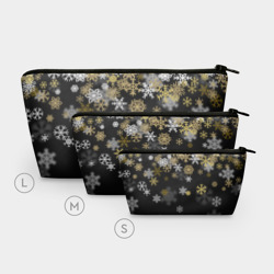 Косметичка 3D Золотые и белые снежинки - фото 2