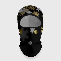 Балаклава 3D Золотые и белые снежинки