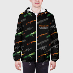 Куртка с принтом Оружие - Modern Strike online для мужчины, вид на модели спереди №3. Цвет основы: белый