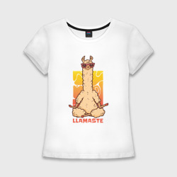 Женская футболка хлопок Slim Медитирующая лама