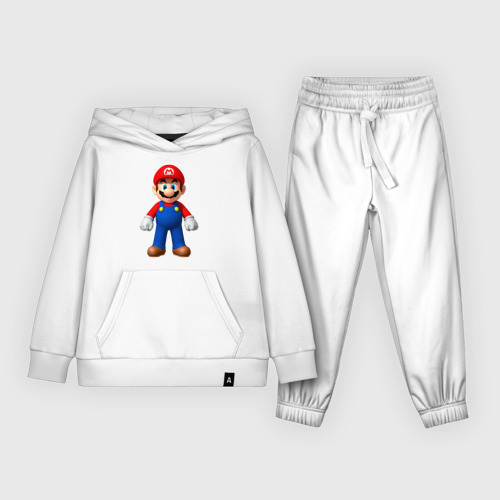 Детский костюм с толстовкой хлопок с принтом Марио в полный рост, вид спереди #2
