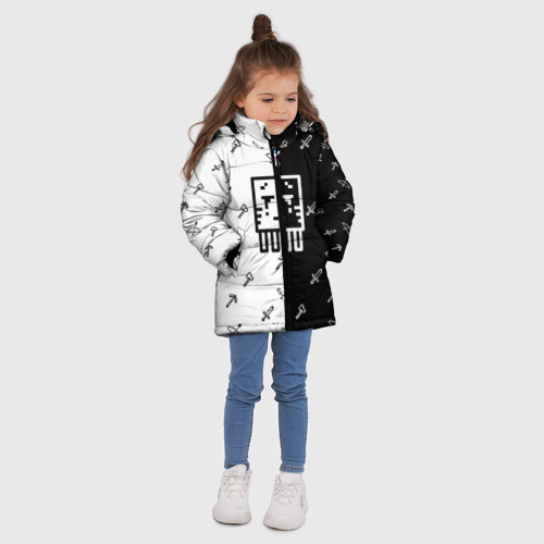 Зимняя куртка для девочек 3D с принтом Майнкрафт Гаст с инструментами, вид сбоку #3