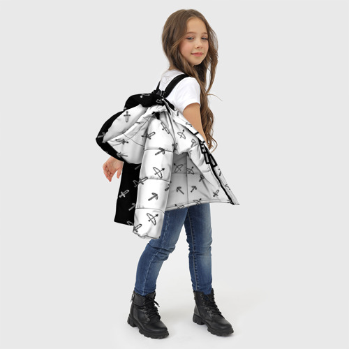 Зимняя куртка для девочек 3D с принтом Майнкрафт Гаст с инструментами, фото #4