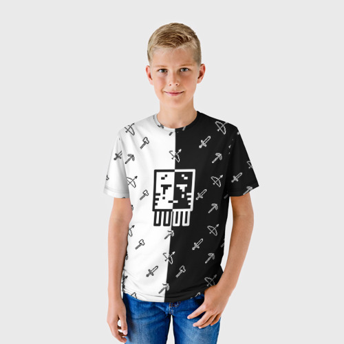 Детская футболка 3D с принтом Майнкрафт Гаст с инструментами, фото на моделе #1