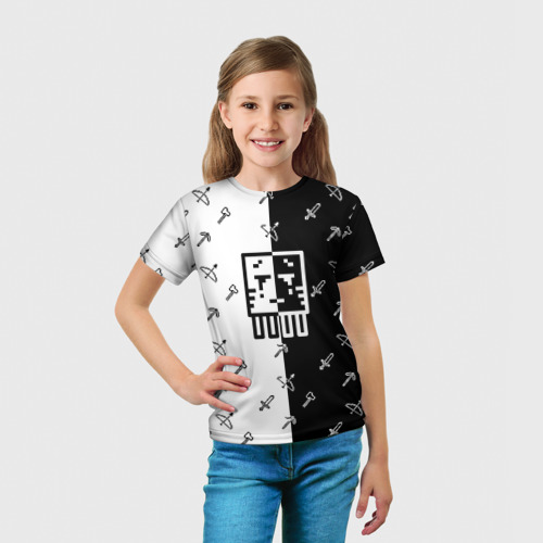 Детская футболка 3D с принтом Майнкрафт Гаст с инструментами, вид сбоку #3