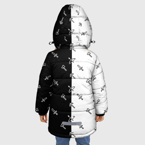 Зимняя куртка для девочек 3D с принтом Майнкрафт Гаст с инструментами, вид сзади #2