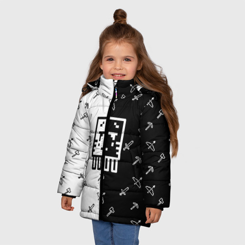 Зимняя куртка для девочек 3D с принтом Майнкрафт Гаст с инструментами, фото на моделе #1