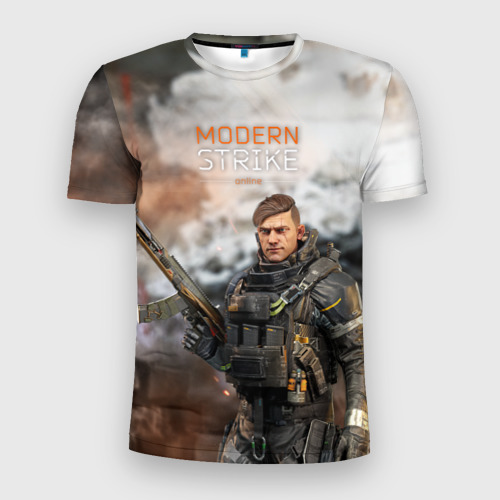 Мужская футболка 3D Slim с принтом Персонаж - Modern Strike online, вид спереди #2