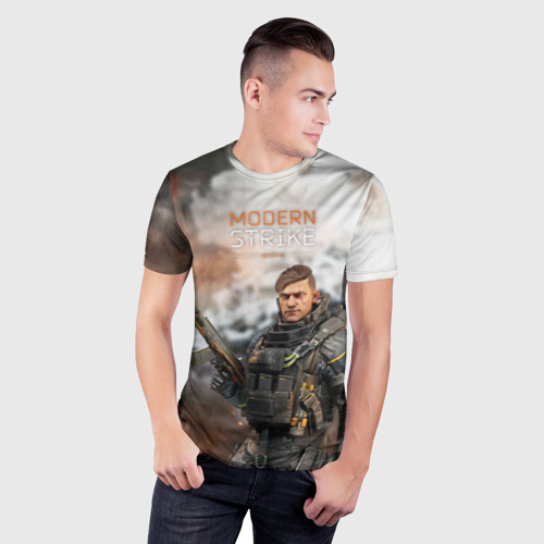 Мужская футболка 3D Slim с принтом Персонаж - Modern Strike online, фото на моделе #1