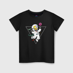 Детская футболка хлопок Гомер Симпсон ловит в космосе пончик