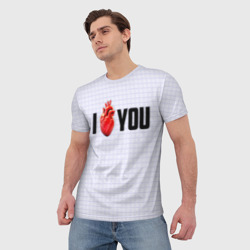 Мужская футболка 3D I love you - сердце - фото 2