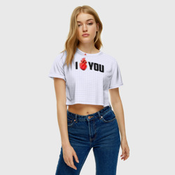 Женская футболка Crop-top 3D I love you - сердце - фото 2