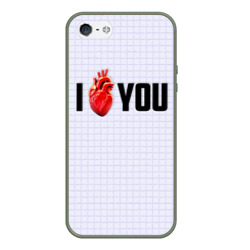 Чехол для iPhone 5/5S матовый I love you - сердце