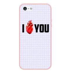 Чехол для iPhone 5/5S матовый I love you - сердце