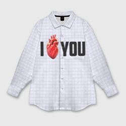 Женская рубашка oversize 3D I love you - сердце