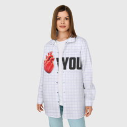 Женская рубашка oversize 3D I love you - сердце - фото 2