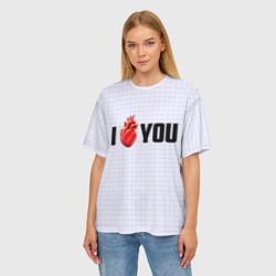 Женская футболка oversize 3D I love you - сердце - фото 2