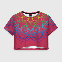 Viva magenta mandala – Женская футболка Crop-top 3D с принтом купить