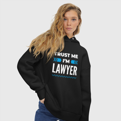 Женское худи Oversize хлопок Trust me I'm lawyer, цвет черный - фото 4