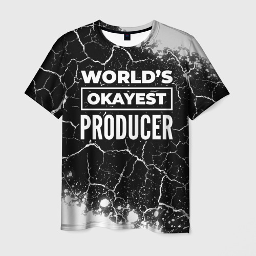Мужская футболка с принтом World's okayest producer - Dark, вид спереди №1