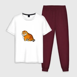 Мужская пижама с белой футболкой хлопок Пухлый тигр