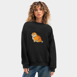 Женский свитшот oversize без начеса хлопок Пухлый тигр - фото 2
