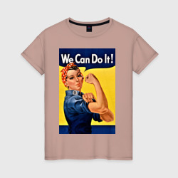 Женская футболка хлопок Мы можем сделать это - феминизм поп арт