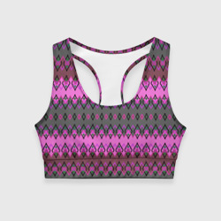 Женский спортивный топ 3D Розово-серый геометрический орнамент