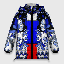 Женская зимняя куртка Oversize Гжель с флагом России