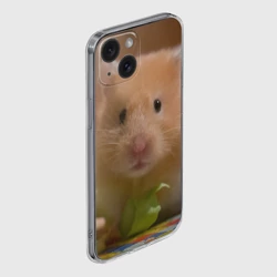 Чехол для iPhone 15 силиконовый с защитой камеры Хомяк ест - фото 2