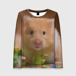 Женский лонгслив 3D Хомяк ест
