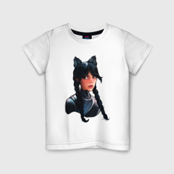 Детская футболка хлопок Чёрная кошка Уэнсдэй