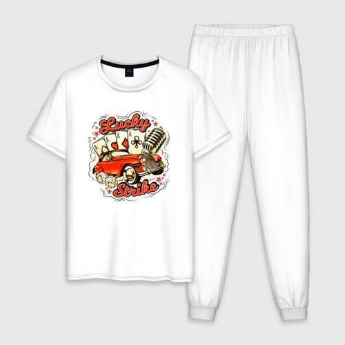Мужская пижама хлопок с принтом Авто, карты и кости, вид спереди #2