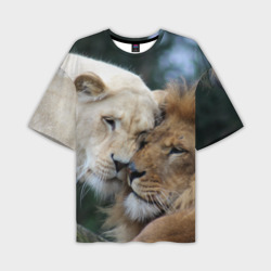 Мужская футболка oversize 3D Влюбленные львы