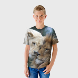 Детская футболка 3D Влюбленные львы - фото 2