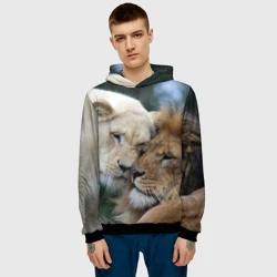 Мужская толстовка 3D Влюбленные львы - фото 2
