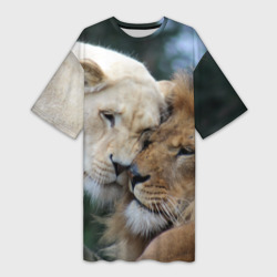 Платье-футболка 3D Влюбленные львы