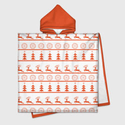 Красные олени и елочки – Детское полотенце-пончо с капюшоном 3D с принтом купить со скидкой в -16%