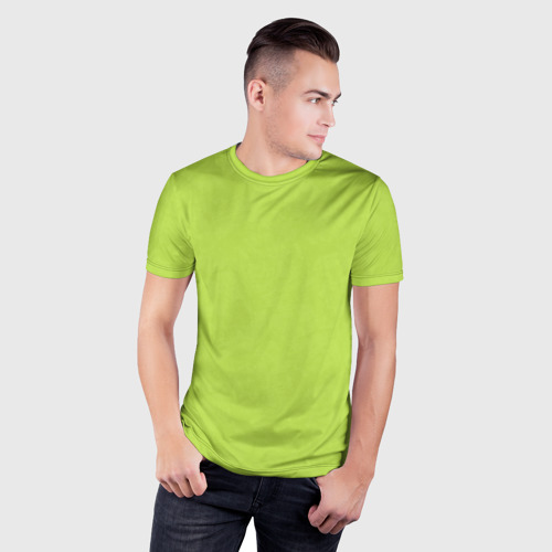 Мужская футболка 3D Slim Текстурированный ярко зеленый салатовый, цвет 3D печать - фото 3