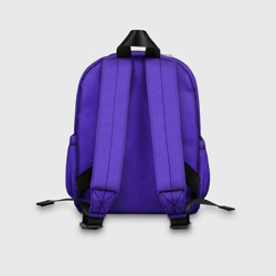 Рюкзак с принтом Яркий сиреневый с пятнами текстурированными для ребенка, вид на модели сзади №2. Цвет основы: белый
