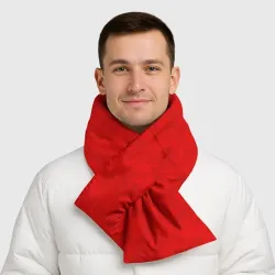Шарф-пуховик 3D Ярко красный с текстурой мрамора - фото 2