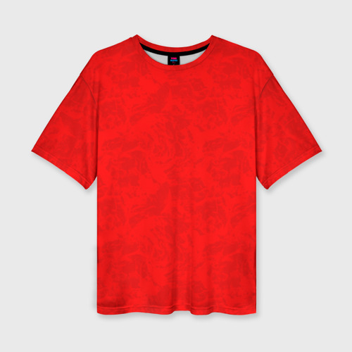 Женская футболка oversize 3D Ярко красный с текстурой мрамора, цвет 3D печать